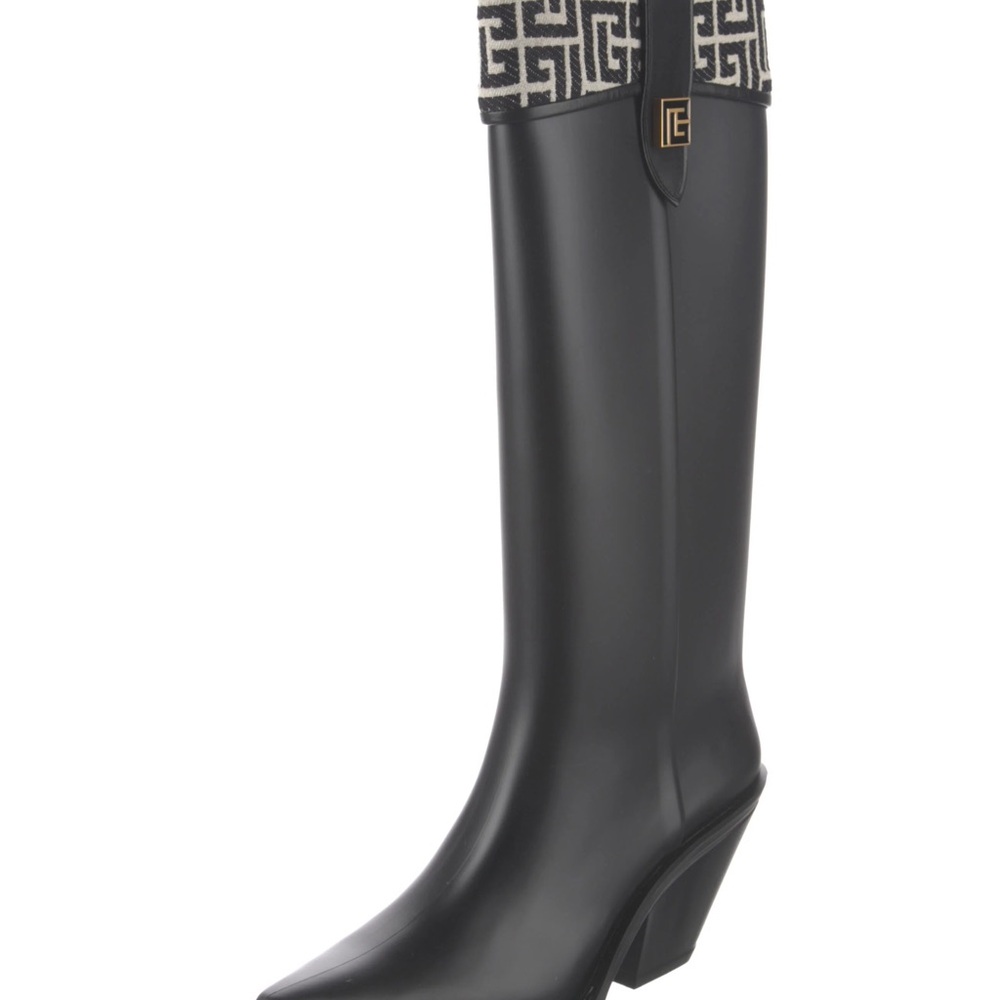 Pierre Balmain Black and White Geometric Boots